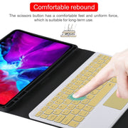 TG11BC Detachable Bluetooth Yellow Keyboard Microfiber Leather Tablet Case for iPad Pro 11 inch (2020), with Touchpad & Pen Slot & Holder (Black)