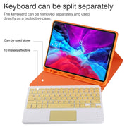 TG11BC Detachable Bluetooth Yellow Keyboard Microfiber Leather Tablet Case for iPad Pro 11 inch (2020), with Touchpad & Pen Slot & Holder (Orange)