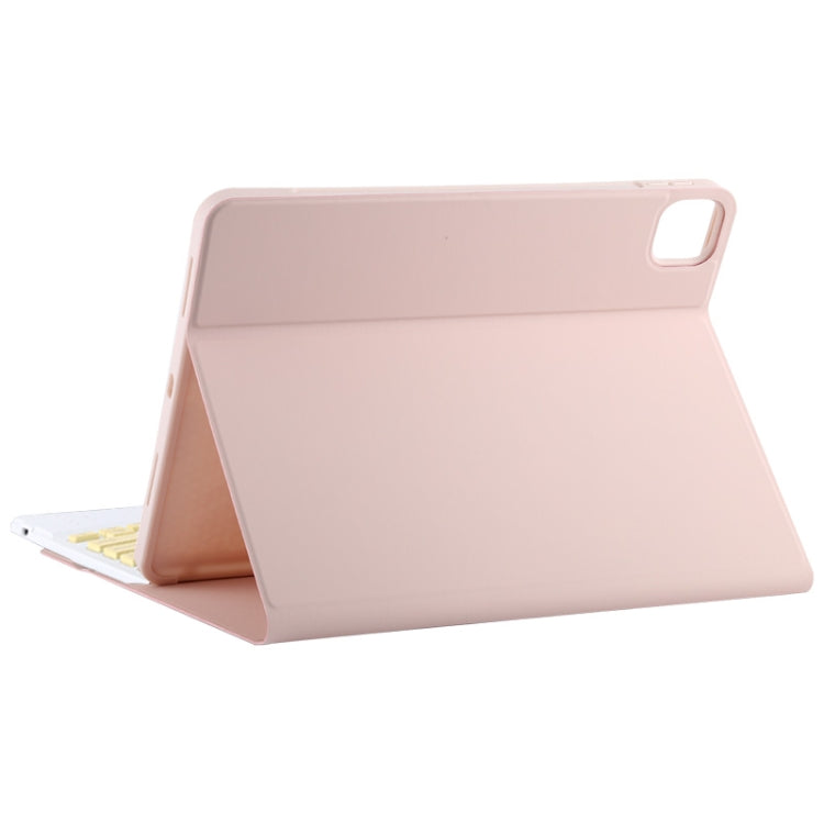 TG11BC Detachable Bluetooth Yellow Keyboard Microfiber Leather Tablet Case for iPad Pro 11 inch (2020), with Touchpad & Pen Slot & Holder (Pink)
