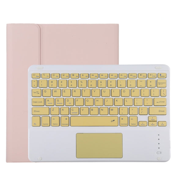 TG11BC Detachable Bluetooth Yellow Keyboard Microfiber Leather Tablet Case for iPad Pro 11 inch (2020), with Touchpad & Pen Slot & Holder (Pink)