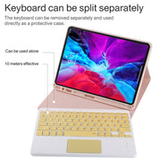TG11BC Detachable Bluetooth Yellow Keyboard Microfiber Leather Tablet Case for iPad Pro 11 inch (2020), with Touchpad & Pen Slot & Holder (Pink)