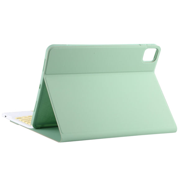 TG11BC Detachable Bluetooth Yellow Keyboard Microfiber Leather Tablet Case for iPad Pro 11 inch (2020), with Touchpad & Pen Slot & Holder (Green)