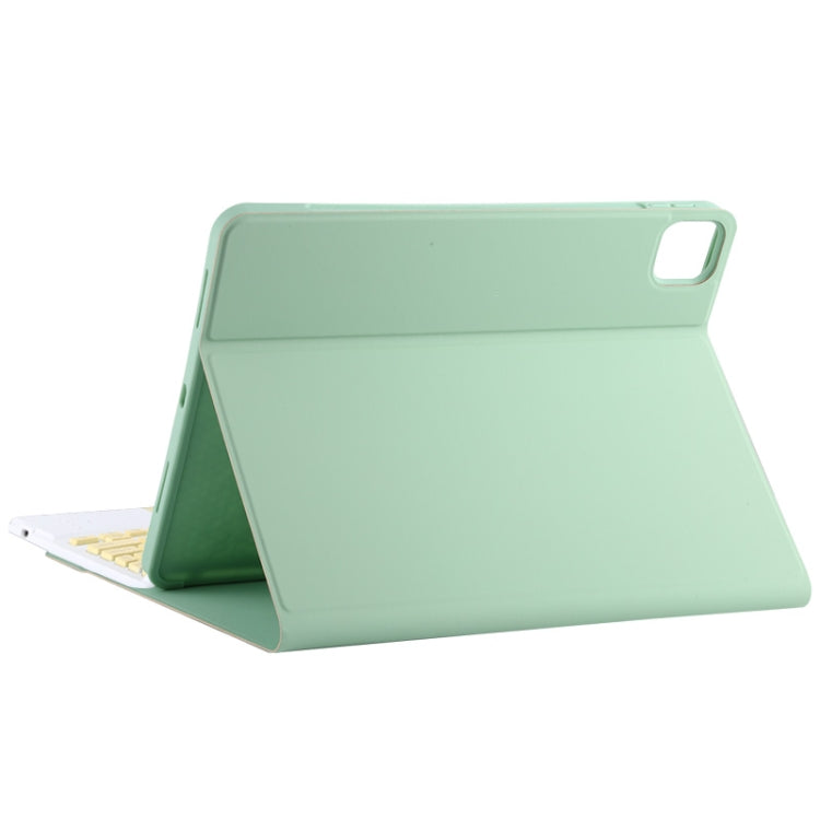 TG11BC Detachable Bluetooth Yellow Keyboard Microfiber Leather Tablet Case for iPad Pro 11 inch (2020), with Touchpad & Pen Slot & Holder (Green)