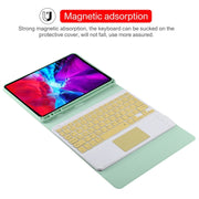 TG11BC Detachable Bluetooth Yellow Keyboard Microfiber Leather Tablet Case for iPad Pro 11 inch (2020), with Touchpad & Pen Slot & Holder (Green)