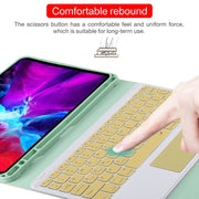 TG11BC Detachable Bluetooth Yellow Keyboard Microfiber Leather Tablet Case for iPad Pro 11 inch (2020), with Touchpad & Pen Slot & Holder (Green)