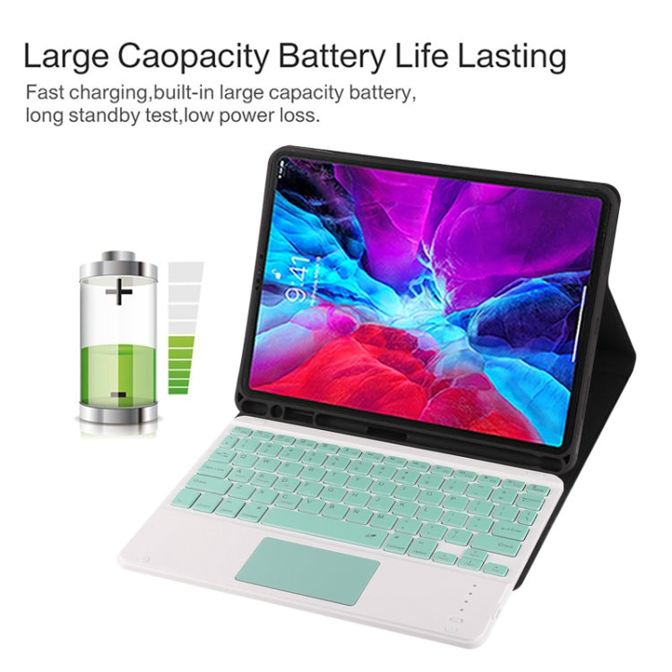 TG11BC Detachable Bluetooth Green Keyboard Microfiber Leather Tablet Case for iPad Pro 11 inch (2020), with Touchpad & Pen Slot & Holder (Black)