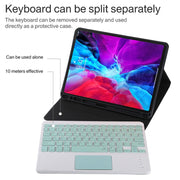 TG11BC Detachable Bluetooth Green Keyboard Microfiber Leather Tablet Case for iPad Pro 11 inch (2020), with Touchpad & Pen Slot & Holder (Black)