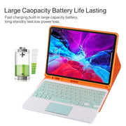 TG11BC Detachable Bluetooth Green Keyboard Microfiber Leather Tablet Case for iPad Pro 11 inch (2020), with Touchpad & Pen Slot & Holder (Orange)