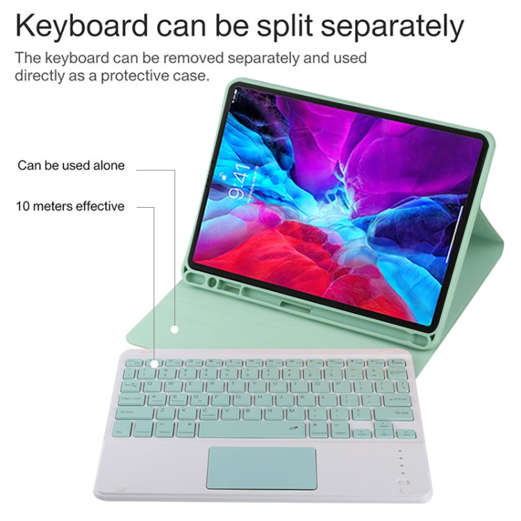 TG11BC Detachable Bluetooth Green Keyboard Microfiber Leather Tablet Case for iPad Pro 11 inch (2020), with Touchpad & Pen Slot & Holder (Green)