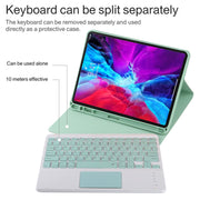 TG11BC Detachable Bluetooth Green Keyboard Microfiber Leather Tablet Case for iPad Pro 11 inch (2020), with Touchpad & Pen Slot & Holder (Green)