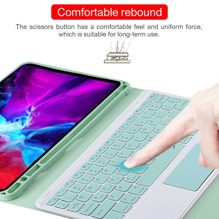 TG11BC Detachable Bluetooth Green Keyboard Microfiber Leather Tablet Case for iPad Pro 11 inch (2020), with Touchpad & Pen Slot & Holder (Green)