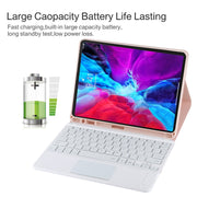 TG11BCS Detachable Bluetooth White Keyboard Microfiber Leather Tablet Case for iPad Pro 11 inch (2020), with Backlight & Touchpad & Pen Slot & Holder (Pink)
