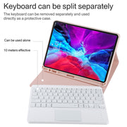 TG11BCS Detachable Bluetooth White Keyboard Microfiber Leather Tablet Case for iPad Pro 11 inch (2020), with Backlight & Touchpad & Pen Slot & Holder (Pink)
