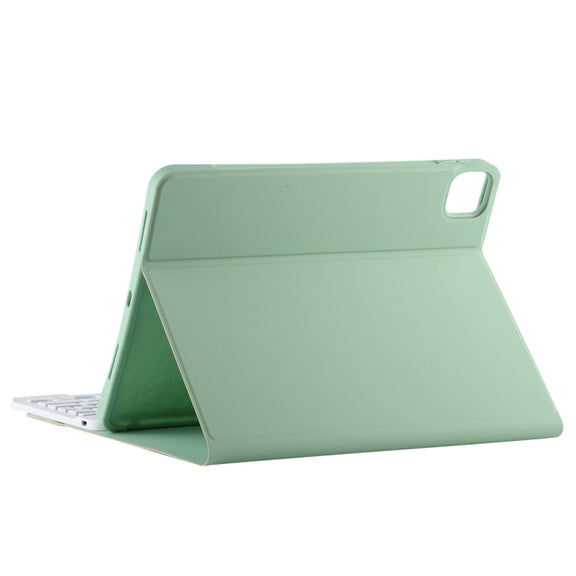 TG11BCS Detachable Bluetooth White Keyboard Microfiber Leather Tablet Case for iPad Pro 11 inch (2020), with Backlight & Touchpad & Pen Slot & Holder (Green)