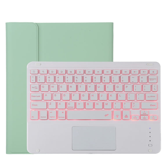 TG11BCS Detachable Bluetooth White Keyboard Microfiber Leather Tablet Case for iPad Pro 11 inch (2020), with Backlight & Touchpad & Pen Slot & Holder (Green)