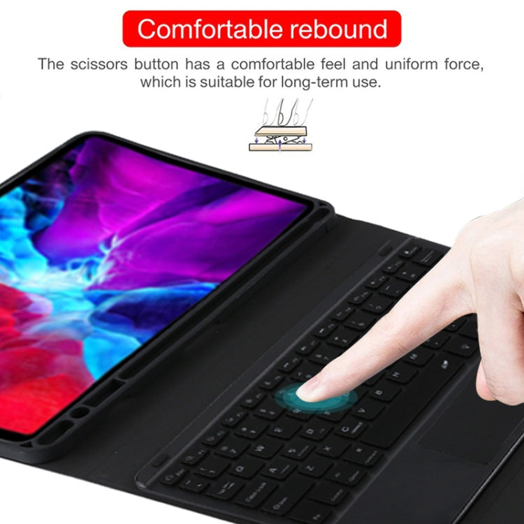 TG11BCS Detachable Bluetooth Black Keyboard Microfiber Leather Tablet Case for iPad Pro 11 inch (2020), with Backlight & Touchpad & Pen Slot & Holder (Black)