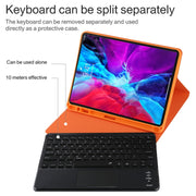 TG11BCS Detachable Bluetooth Black Keyboard Microfiber Leather Tablet Case for iPad Pro 11 inch (2020), with Backlight & Touchpad & Pen Slot & Holder (Orange)