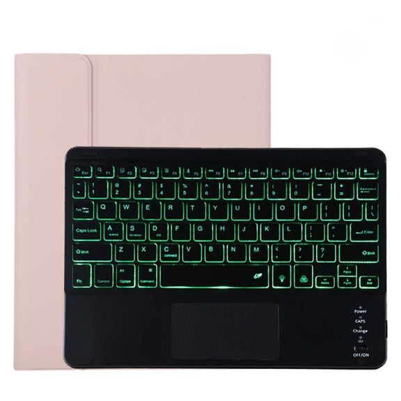 TG11BCS Detachable Bluetooth Black Keyboard Microfiber Leather Tablet Case for iPad Pro 11 inch (2020), with Backlight & Touchpad & Pen Slot & Holder (Pink)