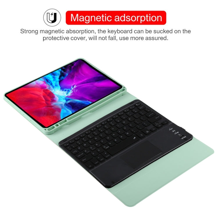 TG11BCS Detachable Bluetooth Black Keyboard Microfiber Leather Tablet Case for iPad Pro 11 inch (2020), with Backlight & Touchpad & Pen Slot & Holder (Green)