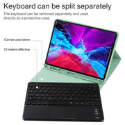 TG11BCS Detachable Bluetooth Black Keyboard Microfiber Leather Tablet Case for iPad Pro 11 inch (2020), with Backlight & Touchpad & Pen Slot & Holder (Green)