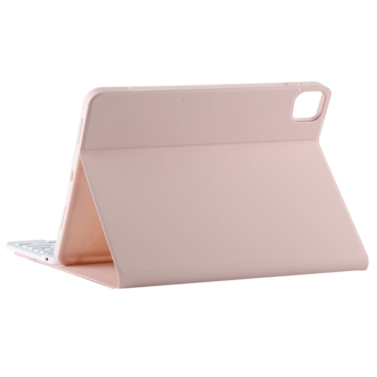 TG11BS Detachable Bluetooth White Keyboard Microfiber Leather Tablet Case for iPad Pro 11 inch (2020), with Backlight & Pen Slot & Holder (Pink)