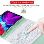 TG11BS Detachable Bluetooth White Keyboard Microfiber Leather Tablet Case for iPad Pro 11 inch (2020), with Backlight & Pen Slot & Holder (Green)