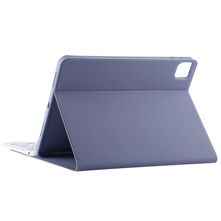 TG11BS Detachable Bluetooth White Keyboard Microfiber Leather Tablet Case for iPad Pro 11 inch (2020), with Backlight & Pen Slot & Holder (Purple)