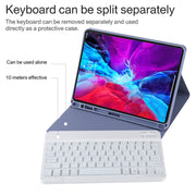 TG11BS Detachable Bluetooth White Keyboard Microfiber Leather Tablet Case for iPad Pro 11 inch (2020), with Backlight & Pen Slot & Holder (Purple)