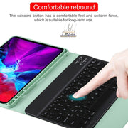 TG11BS Detachable Bluetooth Black Keyboard + Microfiber Leather Tablet Case for iPad Pro 11 inch (2020), with Backlight & Pen Slot & Holder(Green)