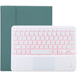 TG-102BCS Detachable Bluetooth White Keyboard + Microfiber Leather Tablet Case for iPad 10.2 inch / iPad Air (2019), with Touch Pad & Backlight & Pen Slot & Holder (Dark Green) - For iPad Air by PMC TechLife | Online Shopping South Africa | PMC TechLife