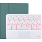 TG-102BCS Detachable Bluetooth White Keyboard + Microfiber Leather Tablet Case for iPad 10.2 inch / iPad Air (2019), with Touch Pad & Backlight & Pen Slot & Holder (Dark Green)