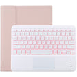 TG-102BCS Detachable Bluetooth White Keyboard + Microfiber Leather Tablet Case for iPad 10.2 inch / iPad Air (2019), with Touch Pad & Backlight & Pen Slot & Holder (Pink) - For iPad Air by PMC TechLife | Online Shopping South Africa | PMC TechLife