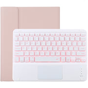 TG-102BCS Detachable Bluetooth White Keyboard + Microfiber Leather Tablet Case for iPad 10.2 inch / iPad Air (2019), with Touch Pad & Backlight & Pen Slot & Holder (Pink)