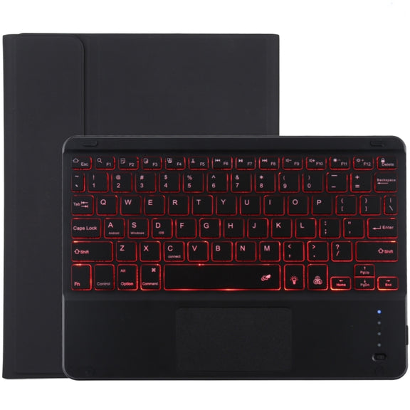 TG-102BCS Detachable Bluetooth Black Keyboard + Microfiber Leather Tablet Case for iPad 10.2 inch / iPad Air (2019), with Touch Pad & Backlight & Pen Slot & Holder (Black)