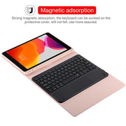 TG97BC Detachable Bluetooth Black Keyboard + Microfiber Leather Tablet Case for iPad 9.7 inch, with Touch Pad & Pen Slot & Holder(Pink)
