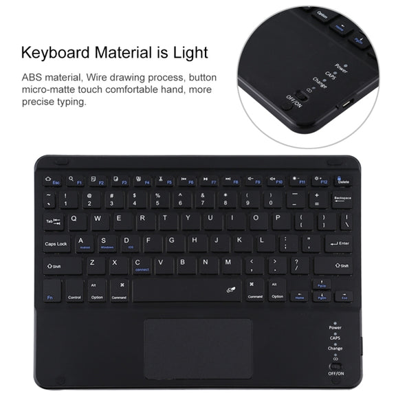 TG109BC Detachable Bluetooth Black Keyboard + Microfiber Leather Tablet Case for iPad Air 2020, with Touch Pad & Pen Slot & Holder (Black)