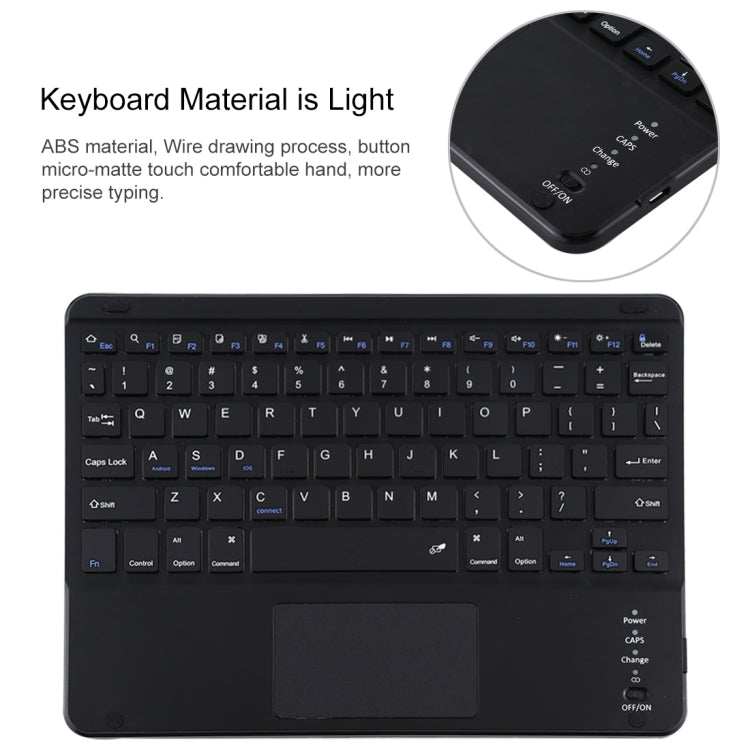 TG109BC Detachable Bluetooth Black Keyboard + Microfiber Leather Tablet Case for iPad Air 2020, with Touch Pad & Pen Slot & Holder (Black)