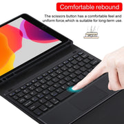 TG109BC Detachable Bluetooth Black Keyboard + Microfiber Leather Tablet Case for iPad Air 2020, with Touch Pad & Pen Slot & Holder (Black)