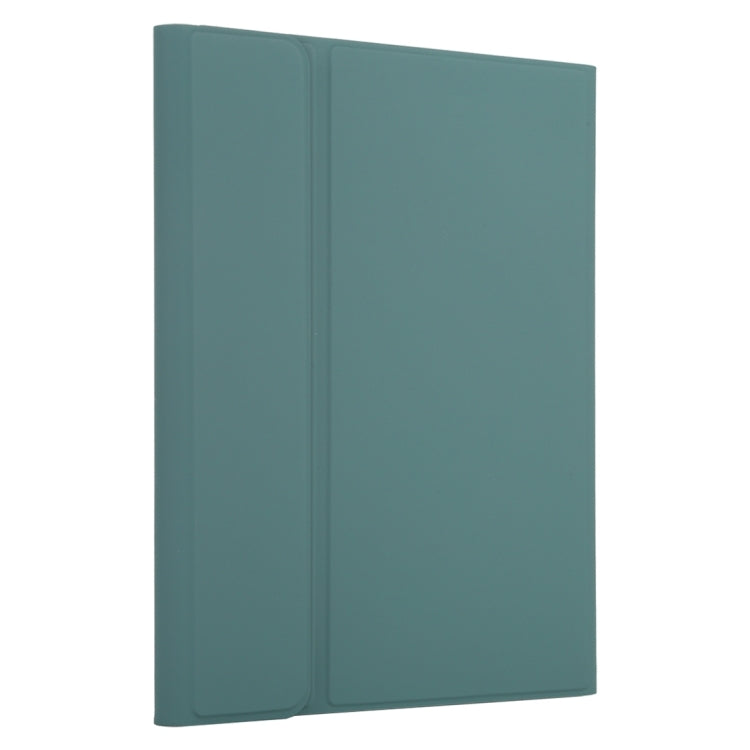 TG109BC Detachable Bluetooth Black Keyboard + Microfiber Leather Tablet Case for iPad Air 2020, with Touch Pad & Pen Slot & Holder (Dark Green)