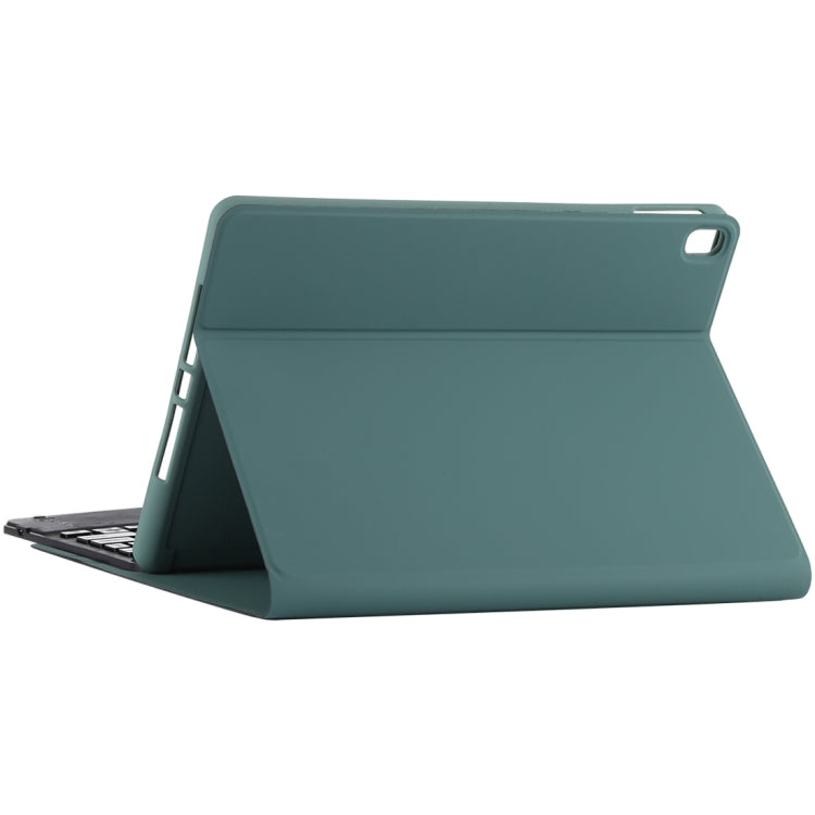 TG109BC Detachable Bluetooth Black Keyboard + Microfiber Leather Tablet Case for iPad Air 2020, with Touch Pad & Pen Slot & Holder (Dark Green)