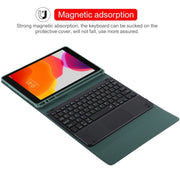 TG109BC Detachable Bluetooth Black Keyboard + Microfiber Leather Tablet Case for iPad Air 2020, with Touch Pad & Pen Slot & Holder (Dark Green)