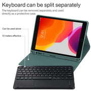 TG109BC Detachable Bluetooth Black Keyboard + Microfiber Leather Tablet Case for iPad Air 2020, with Touch Pad & Pen Slot & Holder (Dark Green)