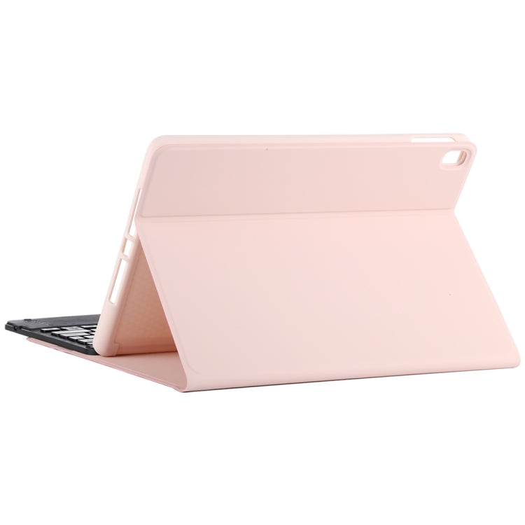 TG109BC Detachable Bluetooth Black Keyboard + Microfiber Leather Tablet Case for iPad Air 2020, with Touch Pad & Pen Slot & Holder (Pink)