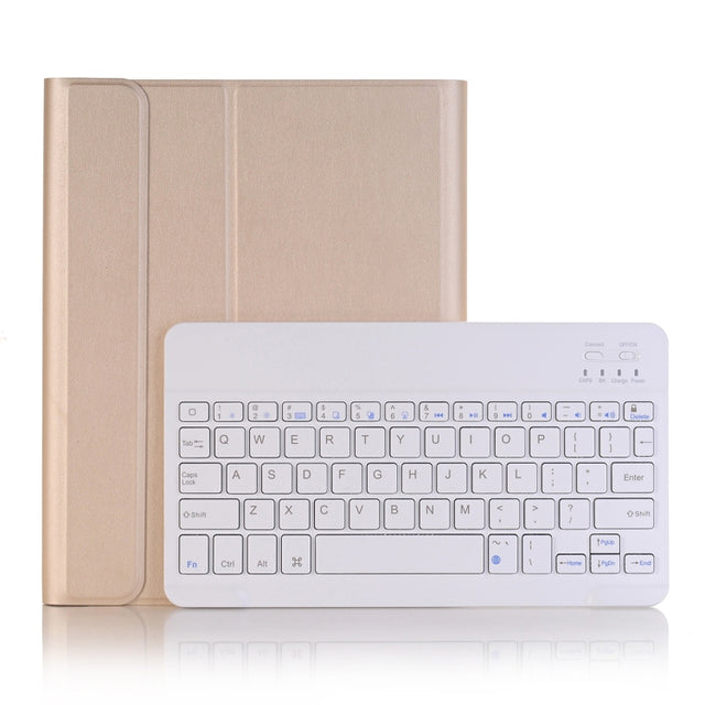 A102B For iPad 10.2 inch 2019 Ultra-thin Detachable Bluetooth Keyboard Leather Tablet Case with Stand & Pen Slot Function (Gold)