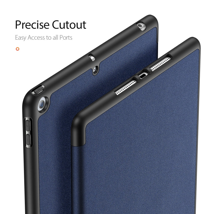 For iPad 10.2 DUX DUCIS Domo Series Horizontal Flip Magnetic PU Leather Case with Three-folding Holder & Pen Slot & Sleep / Wake-up Function (Blue)