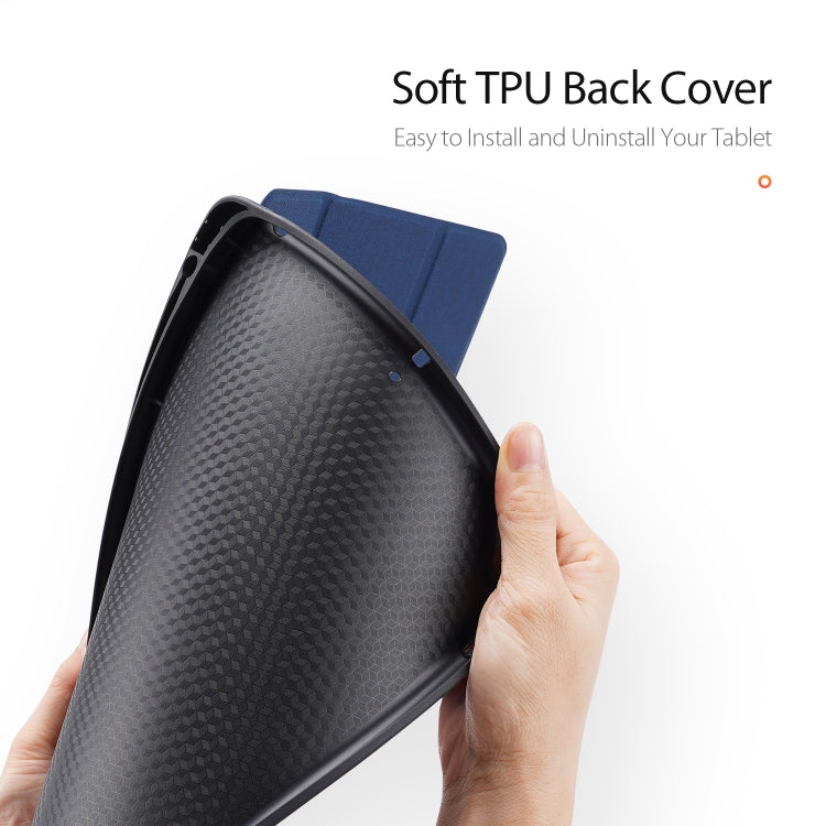 For iPad 10.2 DUX DUCIS Domo Series Horizontal Flip Magnetic PU Leather Case with Three-folding Holder & Pen Slot & Sleep / Wake-up Function (Blue)