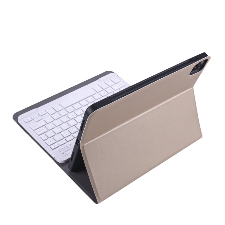 A11B 2020 Ultra-thin ABS Detachable Bluetooth Keyboard Tablet Case for iPad Pro 11 2022 / 2021 / Air4 / Air5, with Pen Slot & Holder (Gold)