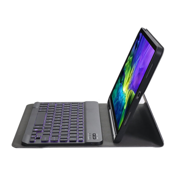 A11BS 2020 Ultra-thin ABS Detachable Bluetooth Keyboard Tablet Case for iPad Pro 11 2022 / 2021 / Air4 / Air5, with Backlight & Pen Slot & Holder (Black)