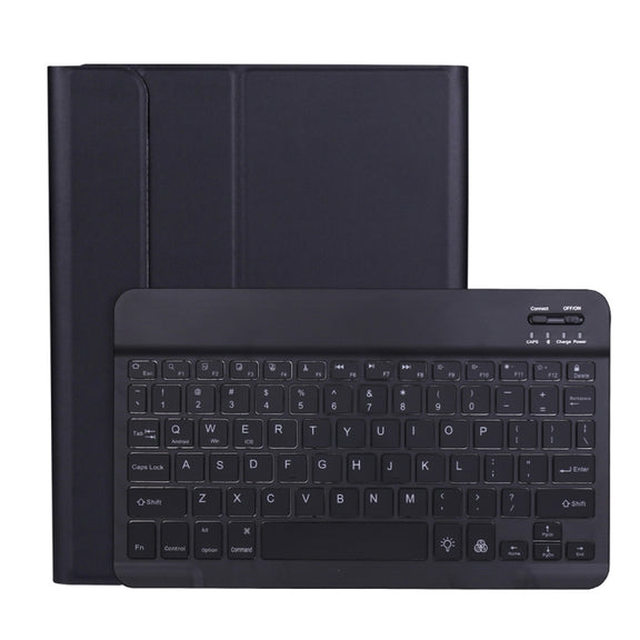 A11BS 2020 Ultra-thin ABS Detachable Bluetooth Keyboard Tablet Case for iPad Pro 11 2022 / 2021 / Air4 / Air5, with Backlight & Pen Slot & Holder (Black)