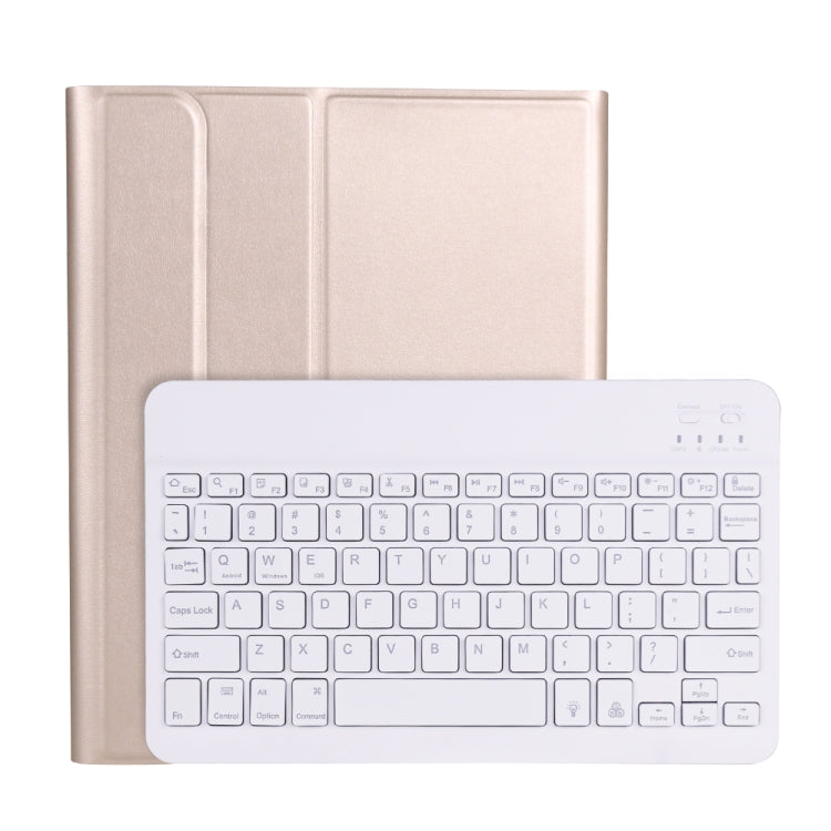 A11BS 2020 Ultra-thin ABS Detachable Bluetooth Keyboard Tablet Case for iPad Pro 11 2022 / 2021 / Air4 / Air5, with Backlight & Pen Slot & Holder (Gold)